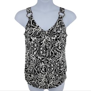 Cato Black and White Floral Swirl Tank Top Size L